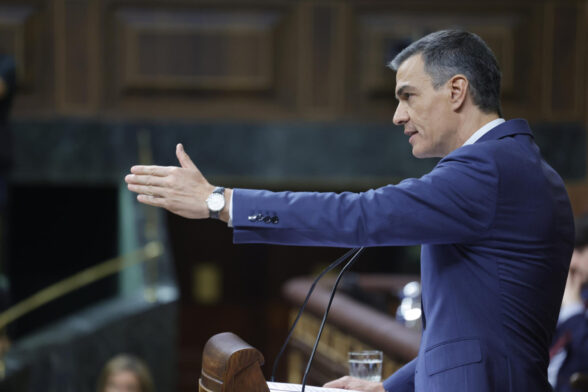 Pedro Sánchez, durante su intervención en el Congreso