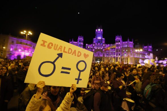 Manifestantes participan en la marcha organizada por el Movimiento Feminista de Madrid con motivo del Día de la Mujer el año pasado.