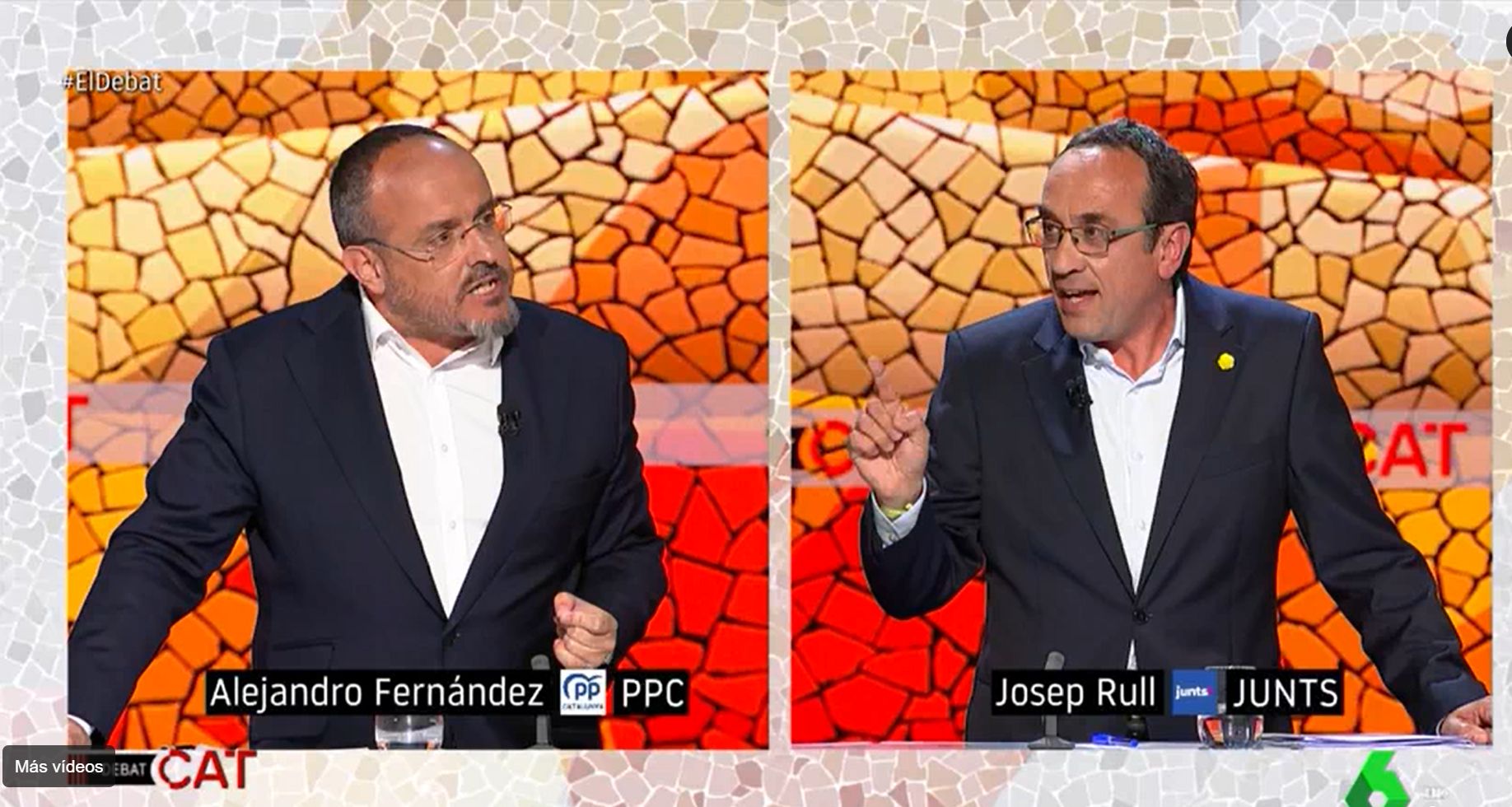 Alejandro Fernández (PP) y Josep Rull (Junts) durante un tenso momento del debate en LaSexta