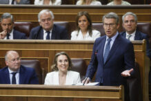 Alberto Núñez Feijóo, durante su intervención en la sesión de control al Ejecutivo este miércoles en el Congreso.