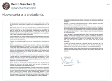 Una captura de la nueva carta de Pedro Sánchez