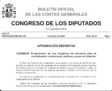 Publicación de la ley de amnistía en el Boletín del Congreso