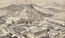 Impresión artística de la antigua Olimpia, donde se celebraron los Juegos Olímpicos a partir del año 776 a.C.