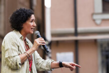 La secretaria general de ERC, Marta Rovira, durante un acto con la militancia de su partido
