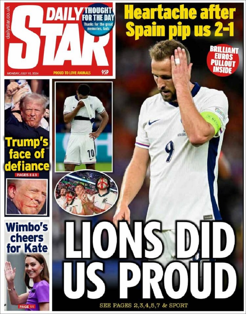 Portada del Daily Star tras la final de la Eurocopa 2024 - Fútbol