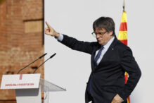 Carles Puigdemont, durante su breve aparición en Barcelona