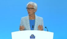 Christine Lagarde, presidenta del Banco Central Europeo en rueda de prensa.