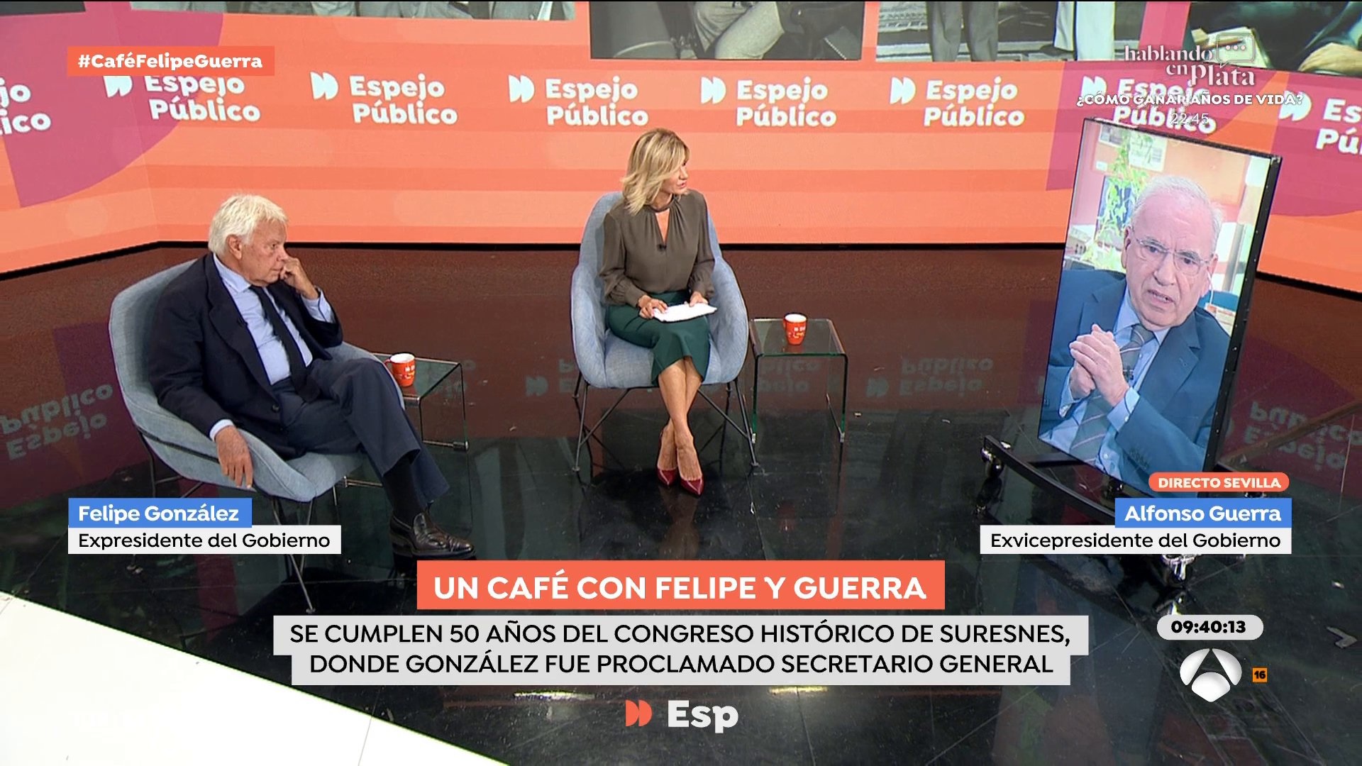 Alfonso Guerra y Felipe González en Espejo Público sobre Pedro Sánchez: "Tengo candidatos para sustituirlo"