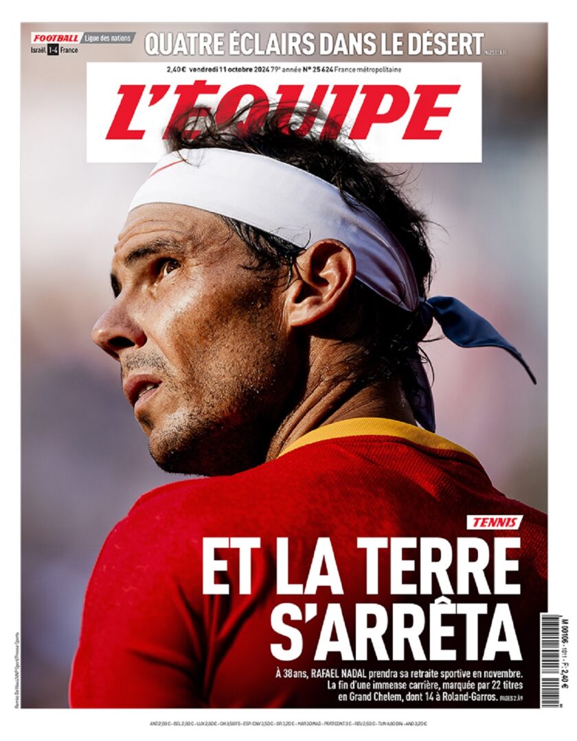 Rafael Nadal: la brutal portada de L'Equipe que se rinde ante él