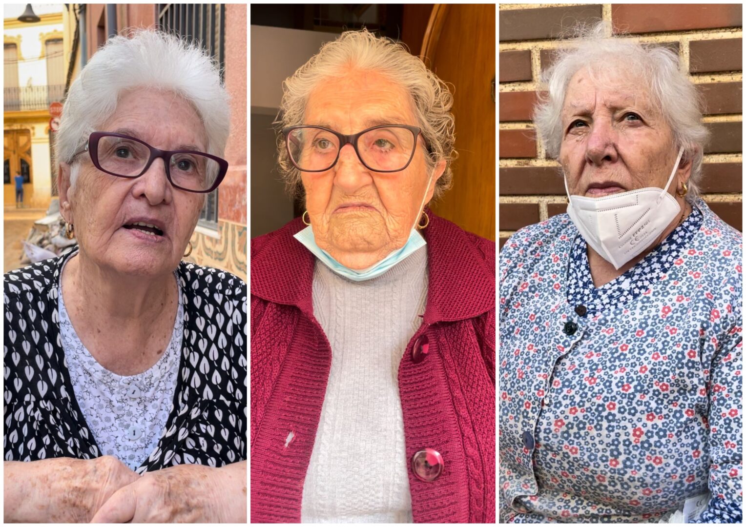 Teresa, Carmela y Paqui, tres vecinas de la pedanía de Catarroja, una de las máz afectadas por la DANA de Valencia