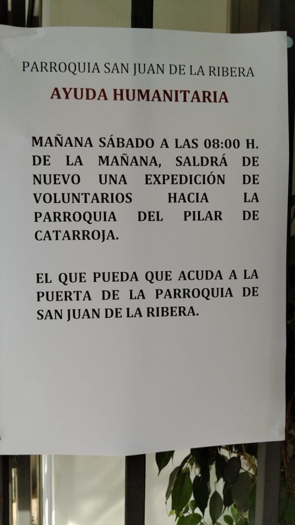 Organización de la ayuda en la parroquia de San Juan de la Ribera, en Valencia