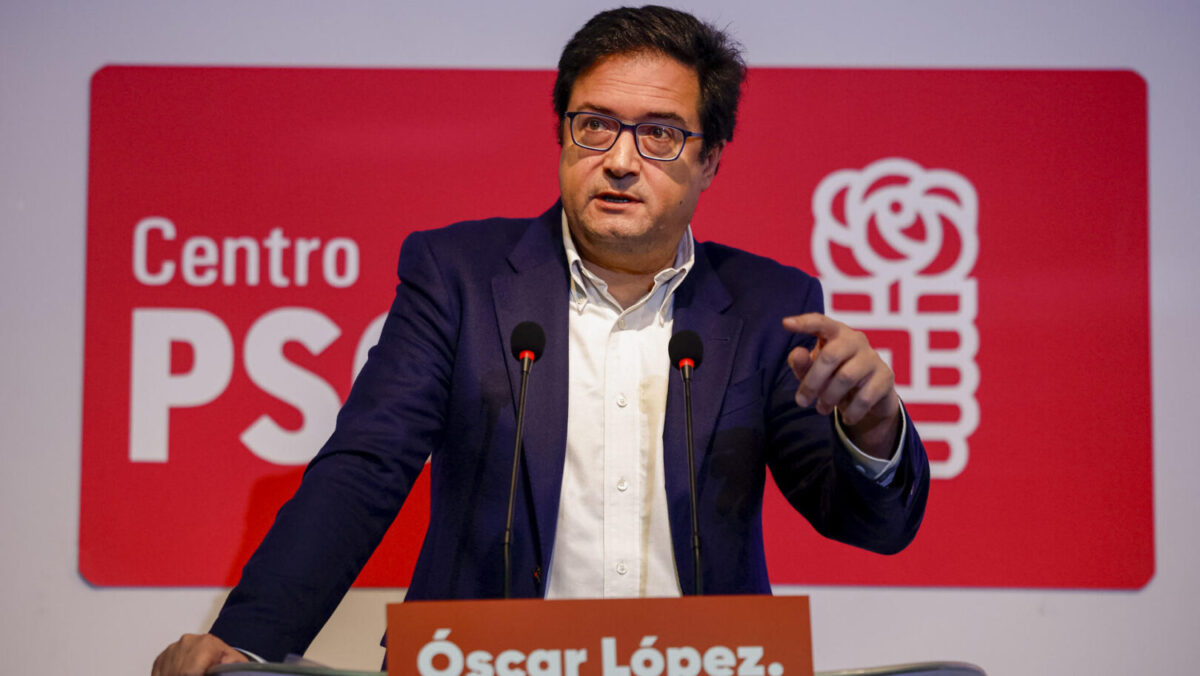 El ministro para la Transformación Digital y de la Función Pública, Óscar López, durante la presentación de su candidatura a secretario general del PSOE de Madrid