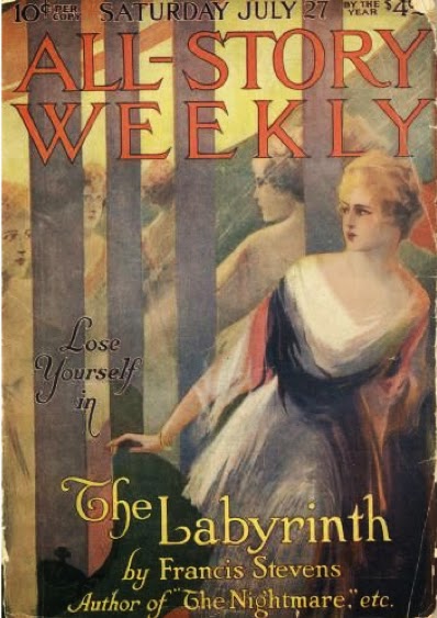 Portada del pulp All-Story Weekley (27 de julio de 1918), ilustrando el relato de Francis Stevens, The Labyrinth