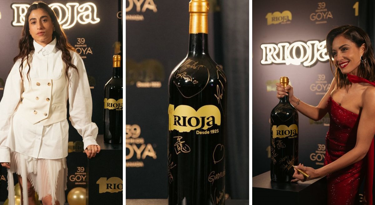 Carolina Yuste e Hiba Abouk firmaron las botellas de la Edición Especial Rioja de los Premios Goya